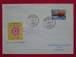 1964: Hotelpost Rigi Kaltbad, WEGGIS +Vignette ZIEGENPOST.