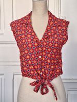 Bunt gemusterte Bluse zum Binden Gr. M