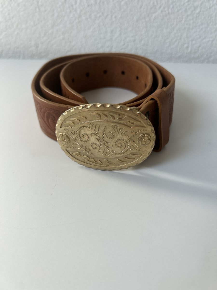 Gürtel: Western Belt Leather Brown Embossed Pattern Good Condition – Neu (gemäss Beschreibung) aus Saland von ele_vc96 1