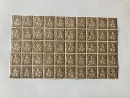 5 Rappen Helvetia, Bogen, Faserpapier