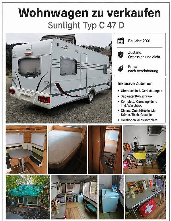 Anhänger: Wohnwagen Sunlight Typ C47 D – Gebraucht aus Rikon von Samojede55555