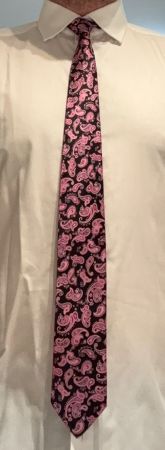 Italo Ferretti Seidenkrawatte Paisley Schwarz Rosa Italien