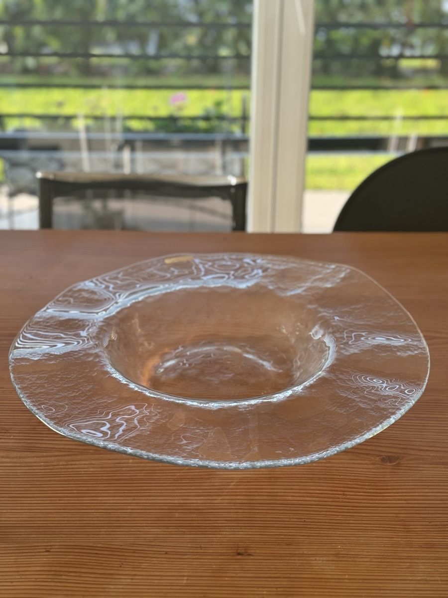 Glasi Hergiswil Piatti di portata: Glasplatte/Obstschale von Roberto Niederer, Durchmesser 45 c – Usato da Lanzenhäusern venduto da Galaa
