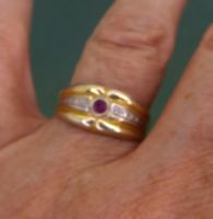 Ring 925 Silber vergoldet mit echtem rotem Spinell