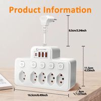 AC-Stecker-unabhängiger Schalter Multitap mit USB-Typ-C-Ansc