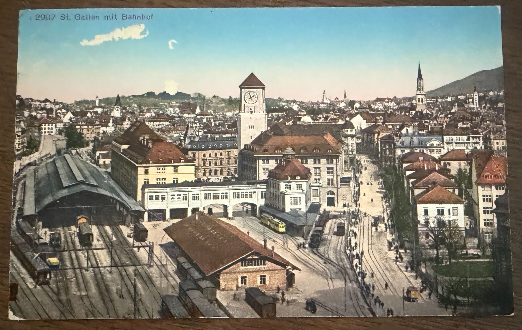 Ansichtskarten: ST. GALLEN -  mit Bahnhof - Ansichtskarte – Gebraucht aus Tegerfelden von siebenmacky