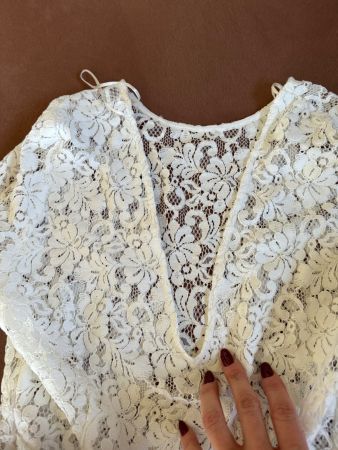 Zara Top weiss Spitze M grosser Rücken Ausschnitt