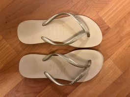 Havaianas Flip-Flops gold/beige Grösse 33/34, guter Zustand