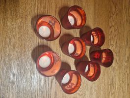 Teelichthalter Glas rot Rentier Schneeflocke 8 Stk