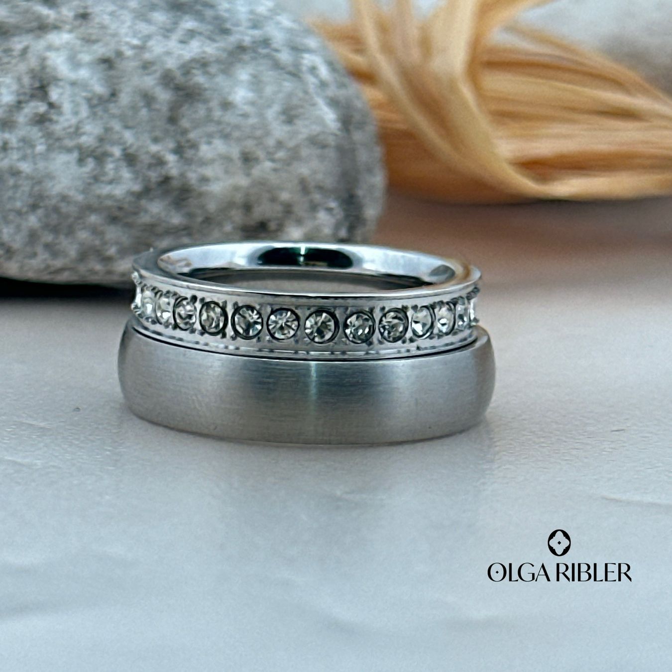 Olga Ribler Anelli: Edelstahl und Titan Ring Set 2 Ringe – Nuovo (secondo la descrizione) da Luzern venduto da byolgaribleroutlet 3