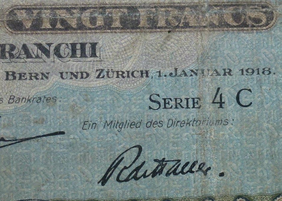 Banconote: ++ 20 Franken 1. Januar 1918, selten – Usato da Walkringen venduto da Casablanca777 1