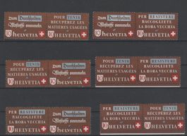 1942 Zusammenhängende Nr. Z33a - Z33f ** Katwert: 260.00 CHF