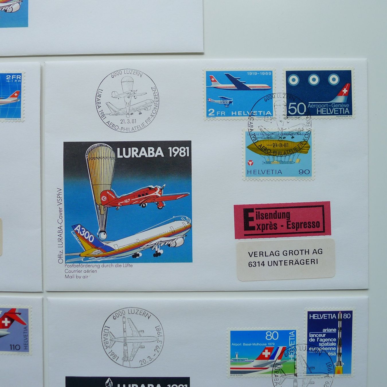 Alle Briefmarken: 7 illustrierte Briefe der LURABA Luzern 1981 – Gebraucht aus Ebikon von SilvioFreund 3