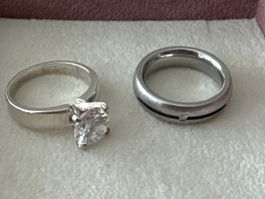 Ring-Duo mit synthetischem Stein