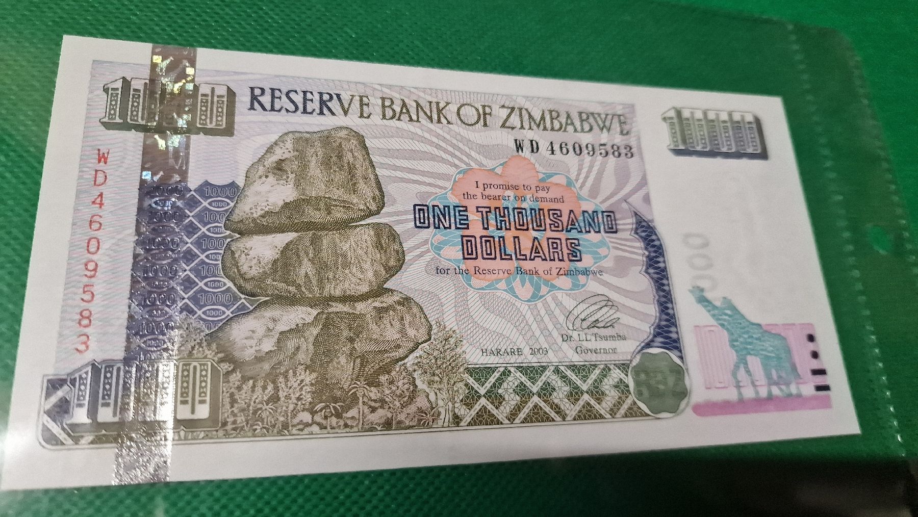 Banknoten: Banknote Zimbabwe 2003 – Neu und originalverpackt aus Herisau von Antiques.AR