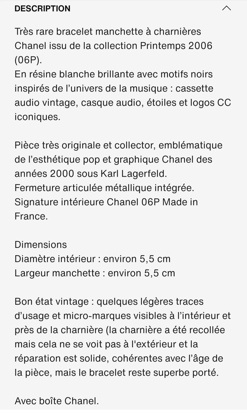 Chanel Bracciali & Braccialetti: Rare bracelet manchette Chanel vintage – Usato da Chêne-Bourg venduto da chsandra34 8