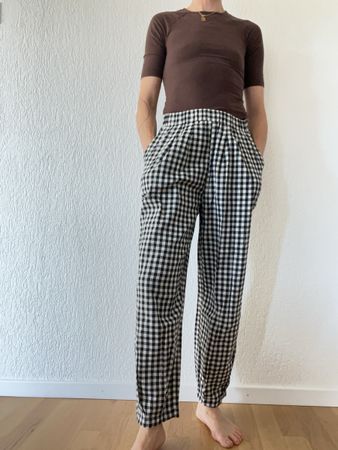 Stoffhose kariert schwarz weiss hoher Bund neuwertig