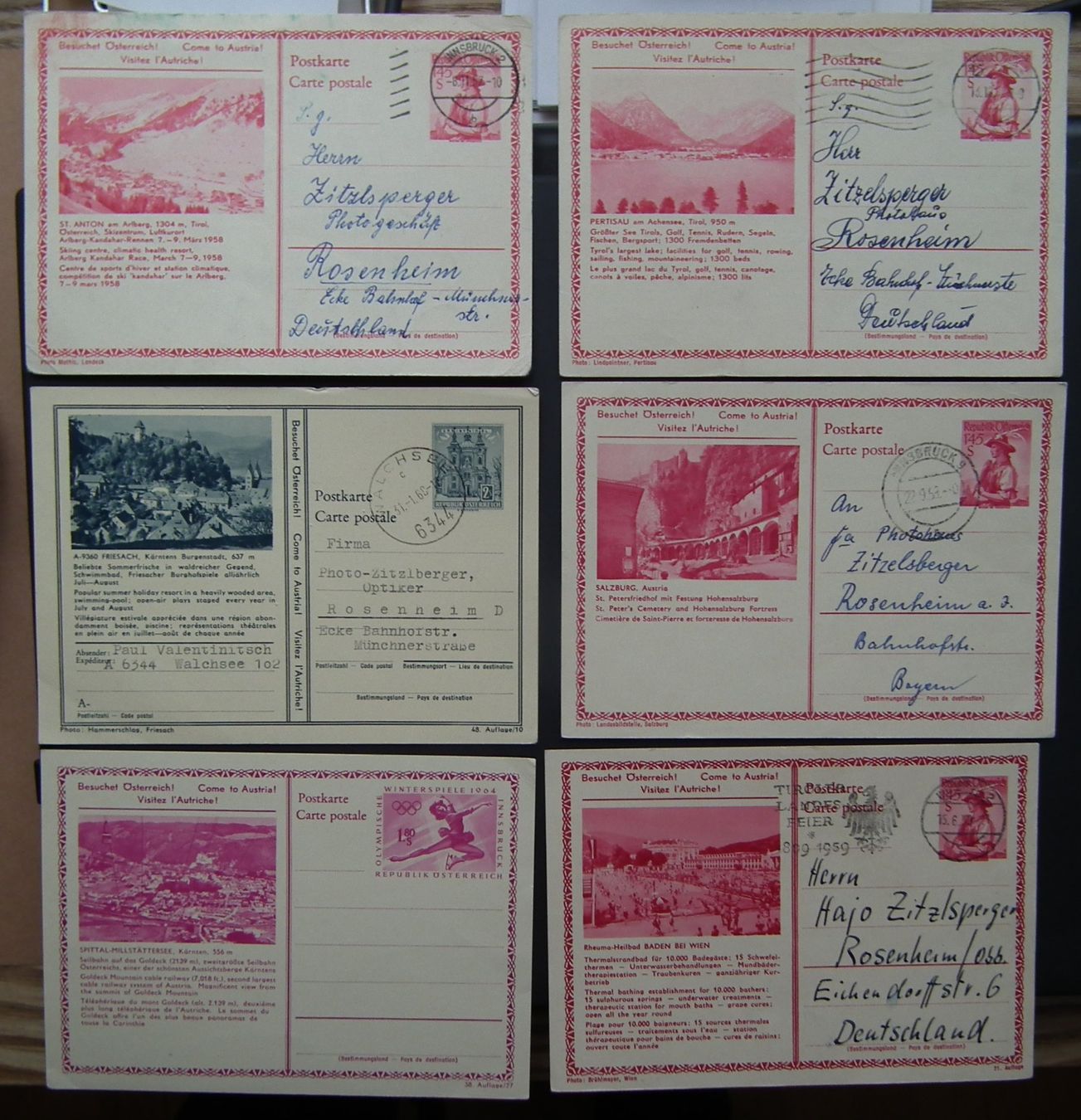 Tutti i francobolli: 1958-64  Österreich  Bildpostkarten  Diverse – Usato da Kriens venduto da WULLU99