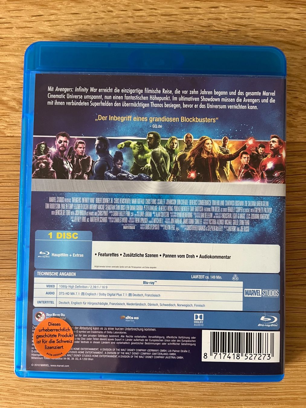 Tutti i DVDs: Blu Ray - Marvel - Avengers - Infinity War – Usato da Fällanden venduto da iichhalt 1