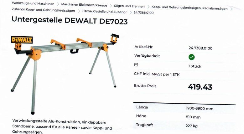 Dewalt Werkbänke: Untergestell DEWALT DE7023 – Neu und originalverpackt aus Ennetbaden von Data_100 4