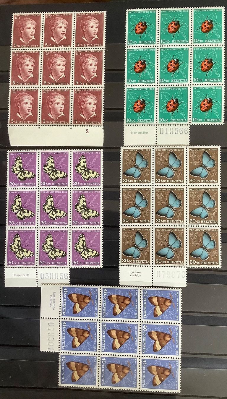 Alle Briefmarken: 1952 - Pro Juventute -  9er Block Satz  Postfrisch – Neu (gemäss Beschreibung) aus Liestal von Pep3