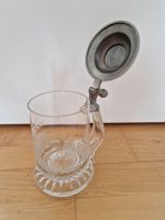 Hürlimann Bierkrug mit Zinndeckel