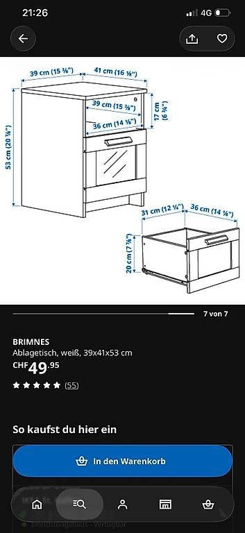 Tables de nuit: Nachttisch Ikea Brimnes – D'occasion à Horn par lula1234 3
