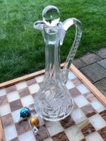 Bömische Bleichkristall-Karaffe/Weinkaraffe 33cm, handgeschl