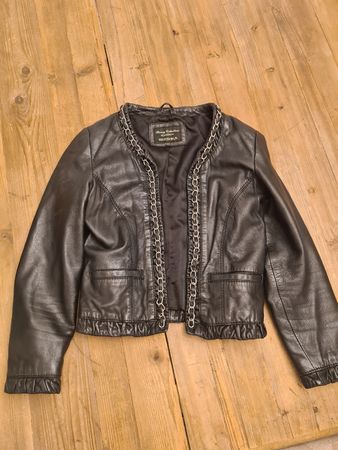 Lederjacke Bershka schwarz mit Kette Grösse S gebraucht
