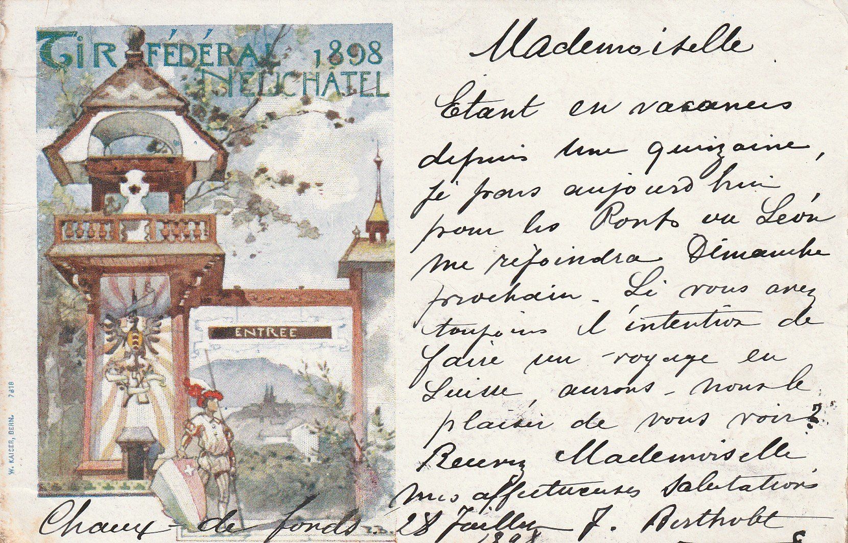 Cartoline postali: Tir Fédéral Neuchâtel 1898 – Usato da Crémines venduto da clifden92