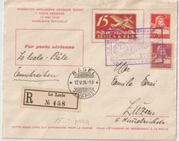 Luftpost Nhora 1926 Le Locle-Bâle R GS+