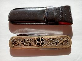 Altes Bayer Sackmesser Sammlermesser Leder-Etui um 1950