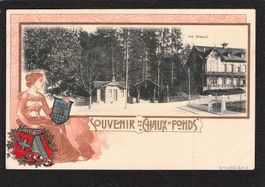 ^Prägek. Souvenir de La Chaux de Fonds,gel. 1910 Stabstempel