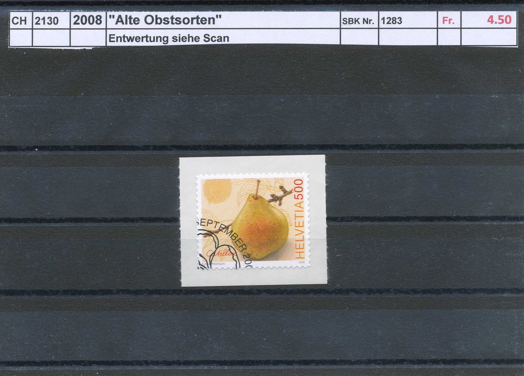 Tutti i francobolli: 2008 "Alte Obstsorten", gestempelt – Usato da Winterthur venduto da Zupogeru
