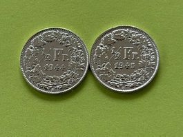 1/2 Fr. 1x1944, 1x1945 vorzüglich rar