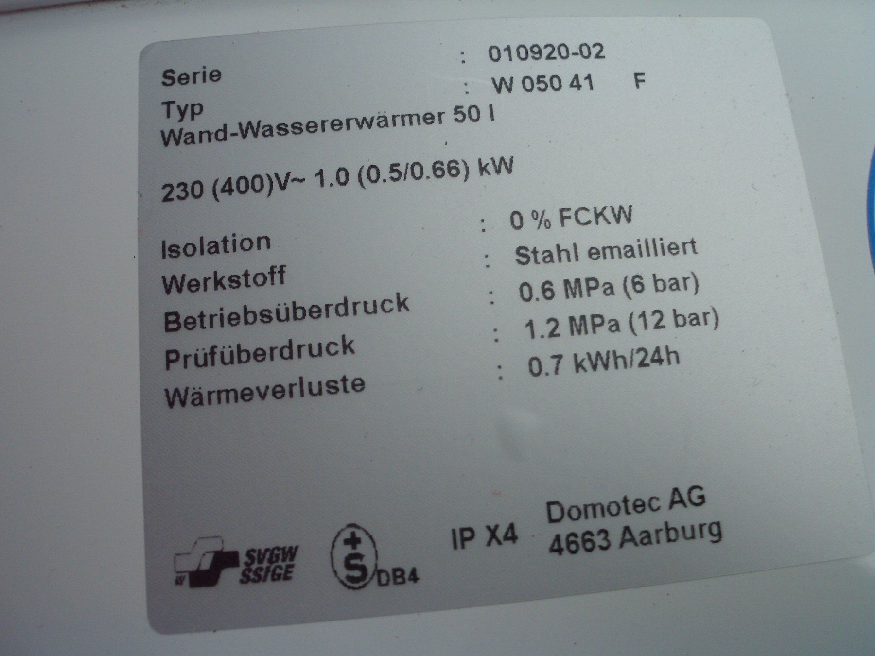Sanitari: Kleiner Domotec Wandboiler  50 Lt. – Usato da wilen-gottshaus venduto da Stawigo25 3
