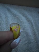 Gelber Resin Ring mit Blumenmuster, Grösse 18mm💐💍 (50)