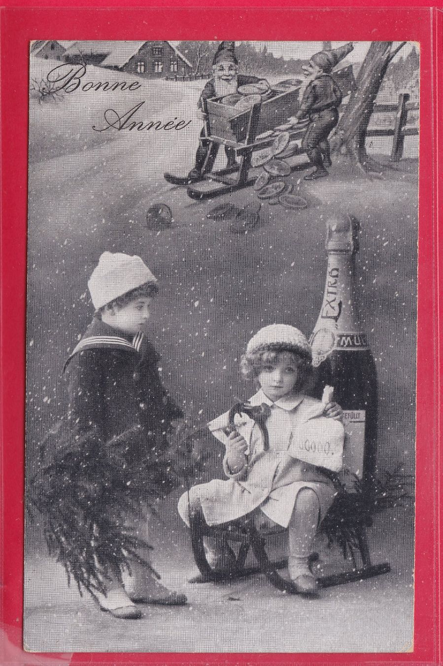 Ansichtskarten: BONNE ANNÉE, 31.12.1918 – Gebraucht aus Oberrieden von Gebirgsstelze
