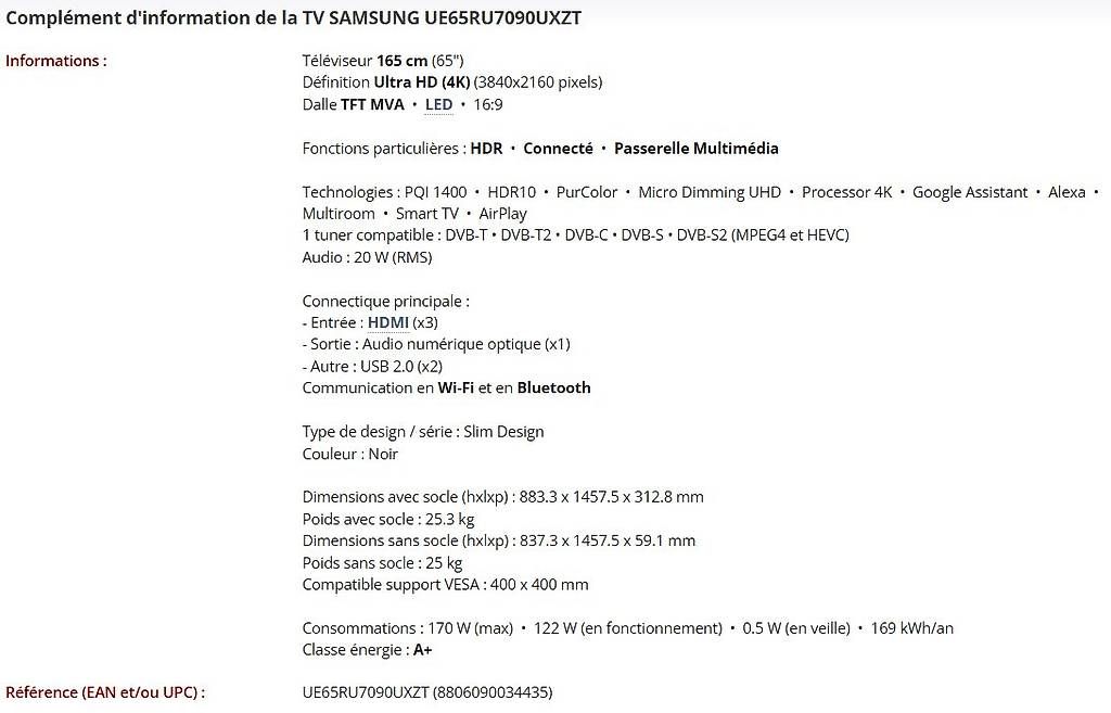 Televisori: Smart TV Samsung Téléviseur 165 cm (65")  – Usato da Attalens venduto da Smith674 1