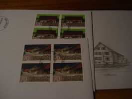 Liechtenstein 2002, alte Häuser, FDC Satz, Einzel + 4erbl