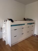 Kinderhochbett weiss mit Schubladen und Treppe guter Zustand