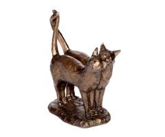 Katzen Figur mit Bronzepulver Kunst-Skulptur Kätzchen Mieze
