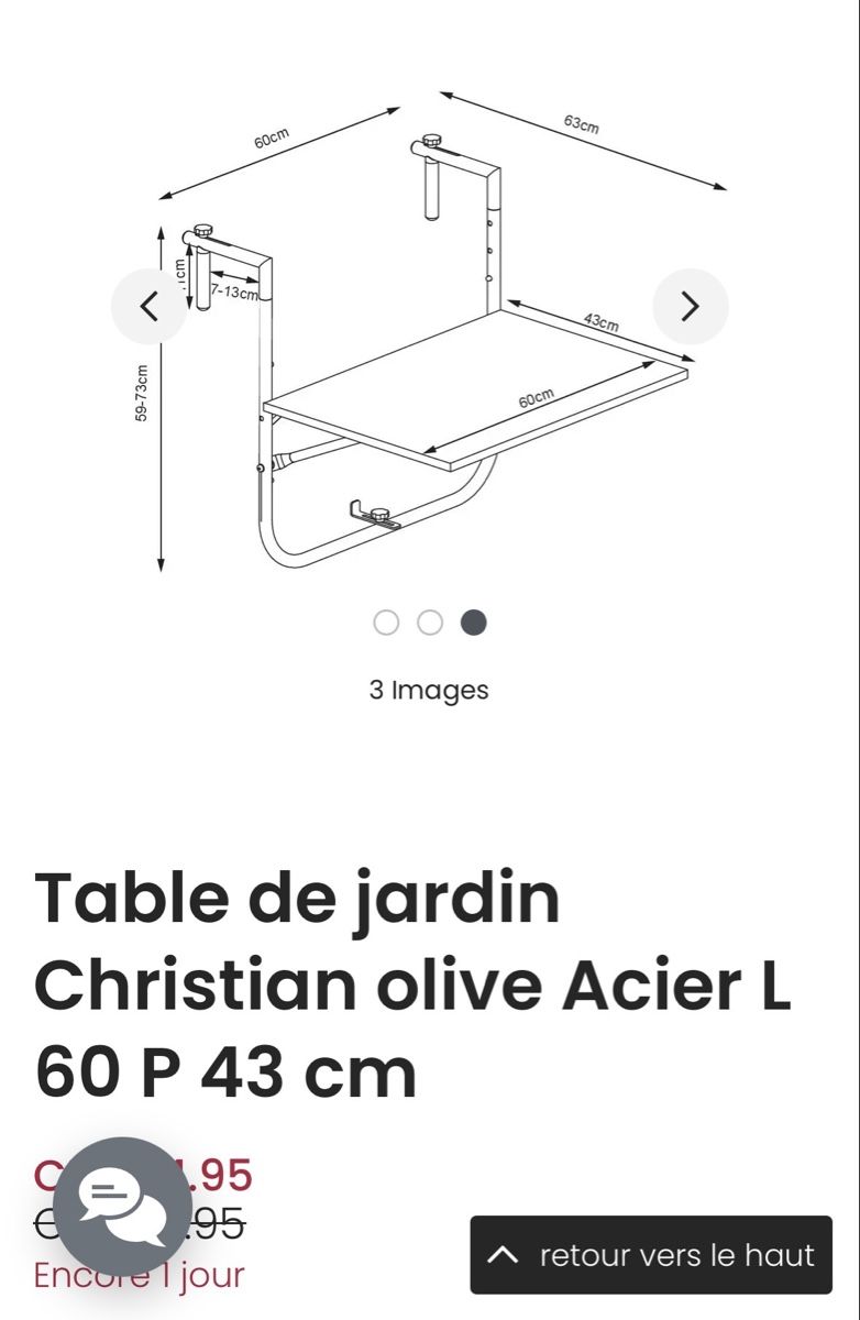 Tavoli: Tablette pliable et suspendue - balcon – Nuovo e nell'imballaggio originale da Genève venduto da Mercurywheels 2