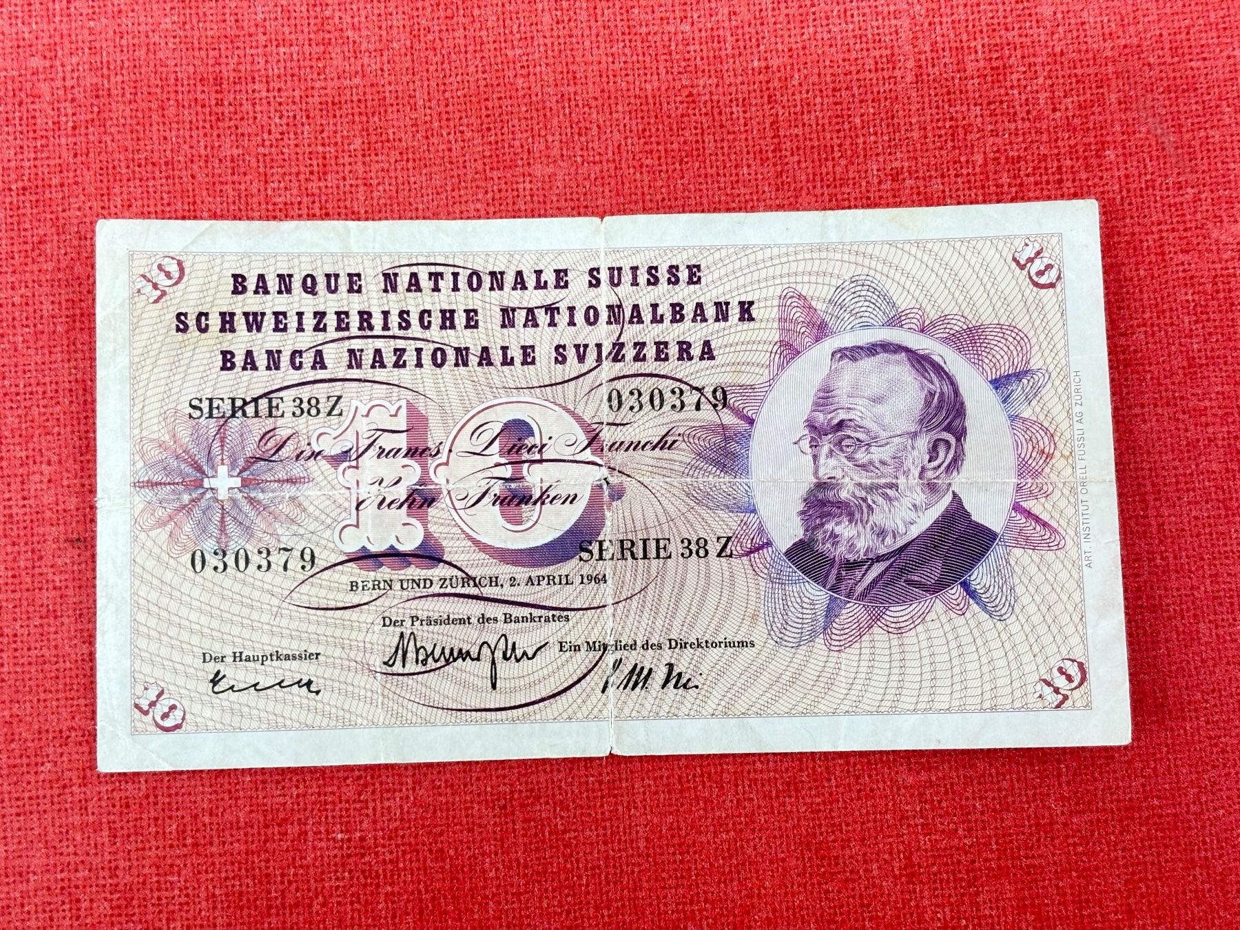 Banconote: 10 Franken Banknote 1964 gebraucht – Usato da Ormalingen venduto da digital09