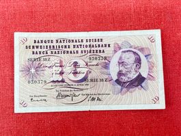 10 Franken Banknote 1964 gebraucht