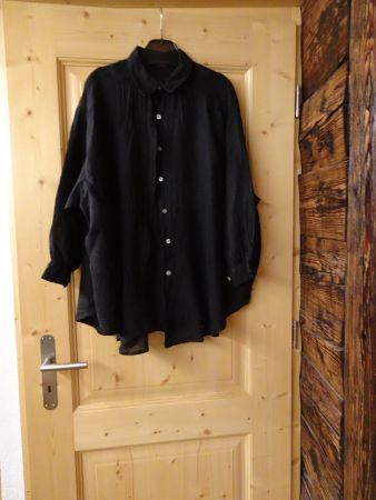 Schlichte, schwarze Leinenbluse Gr. XL - 426128