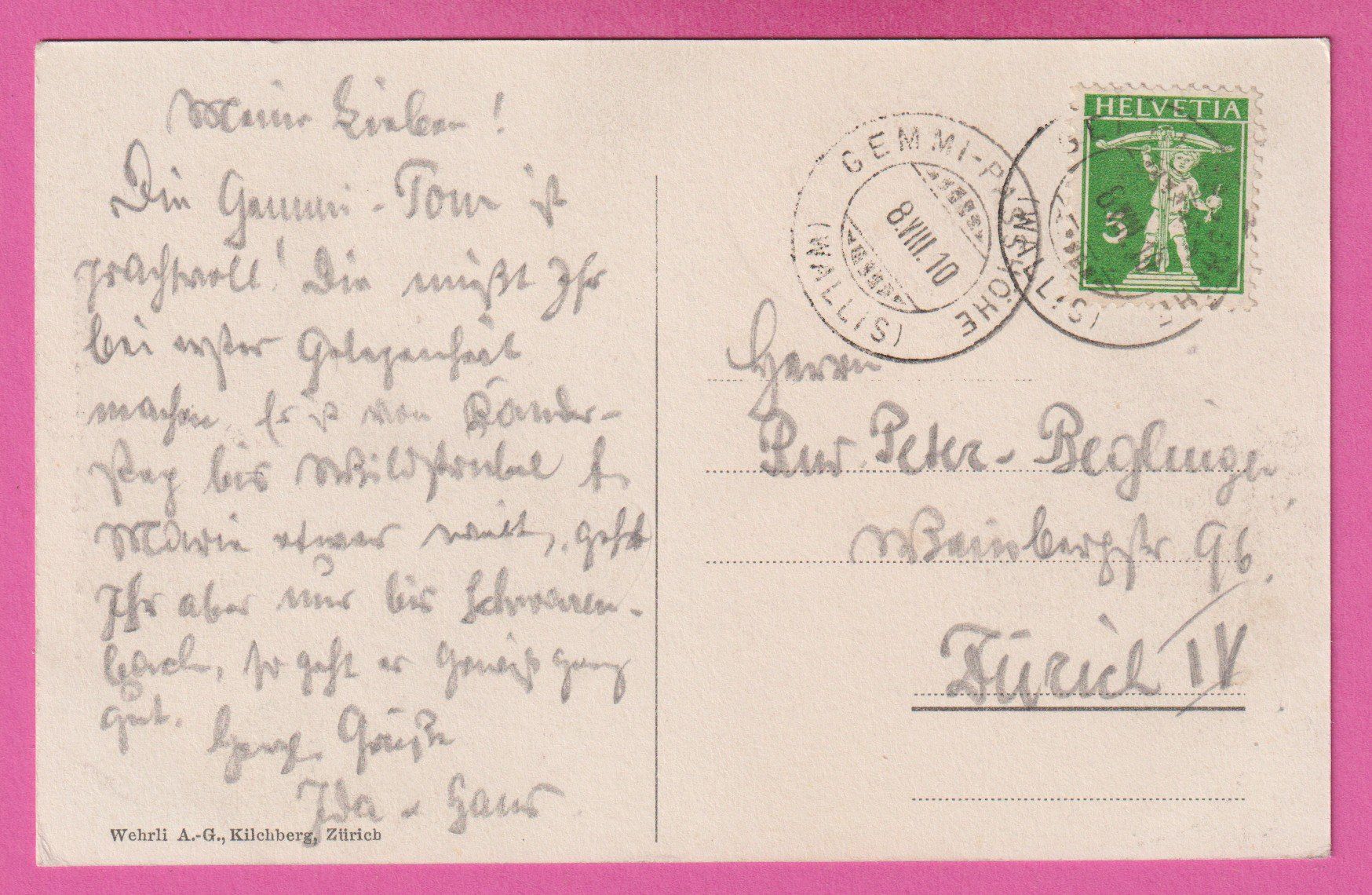 Ansichtskarten: Gemmipass gel 1910 Walliserseite – Gebraucht aus Einsiedeln von dillie 1