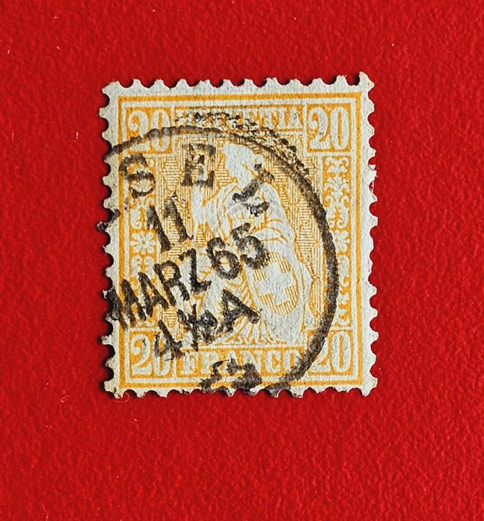 SITZENDE HELVETIA 32 SEHR SAUBER VOLLSTEMPEL BASEL 1865 Kaufen auf