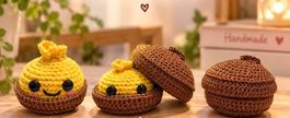 Gehäkelter Dumpling im Korb super süss auch als Geschenk