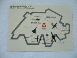 1974 Jubiläumskarte Stafettenflug 60 Jahre Militäraviatik